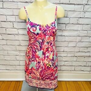 Lilly Pulitzer Pink and White Spaghetti Strap Slip Dress